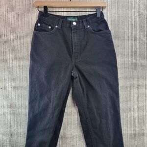 Lauren Jeans Co Ralph Lauren Jeans Womens 2P Black Petite Straight Leg High Rise